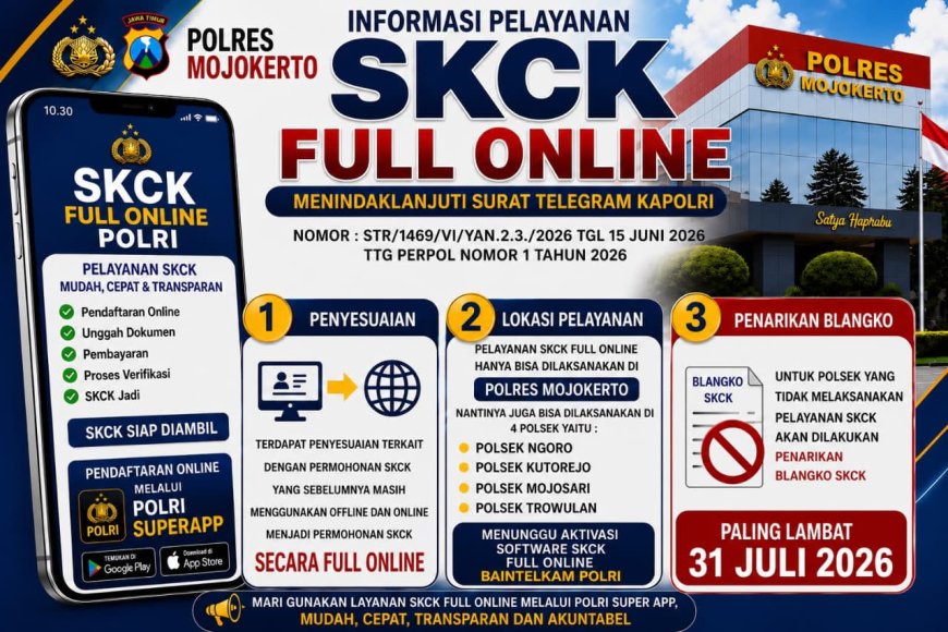 Polres Mojokerto Resmi Alihkan Pelayanan SKCK Menjadi Full Online Melalui POLRI SuperApp
